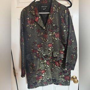 Robert Louis Black and Red Floral Suit Jacket